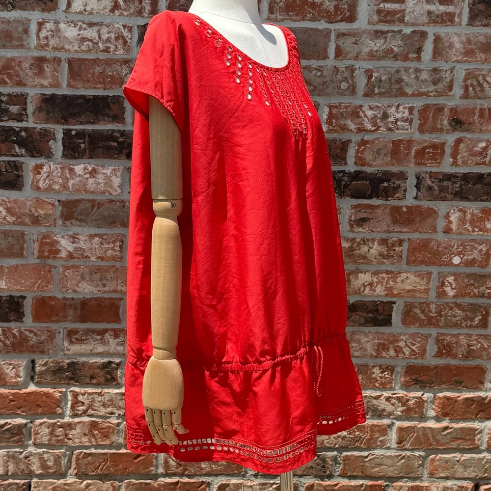 Lane Bryant plus size cherry red tunic 🍒 with cutouts and a drawstring/ 22/24 - Picture 4 of 14